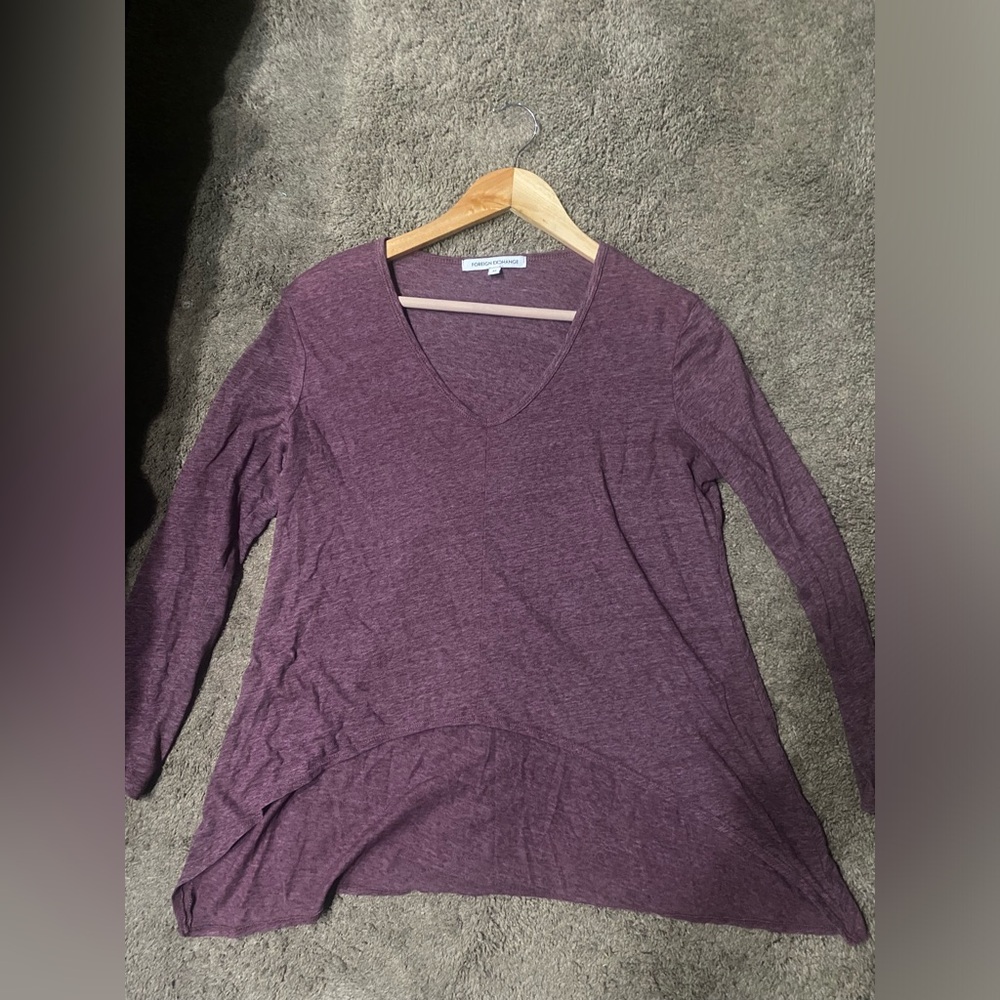 Maroon Foreign Exchange long sleeve shirt with front part crop top. Size medium